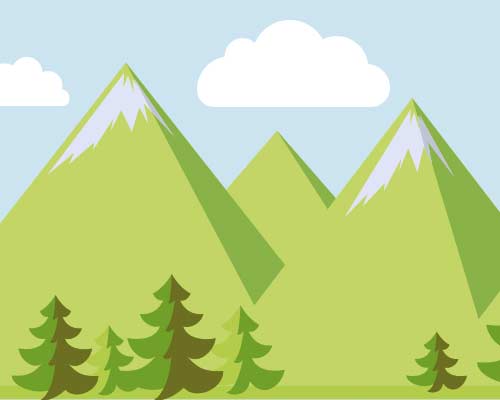 Illustrazione del terreno di montagna per l'escursionismo.