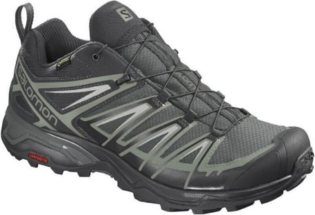 Niskie męskie buty hikingowe Salomon X Ultra 3 GTX w kolorze ciemnoszarym.