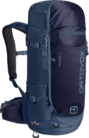 Medium-sized blue Ortovox Traverse 40 backpack for hiking.