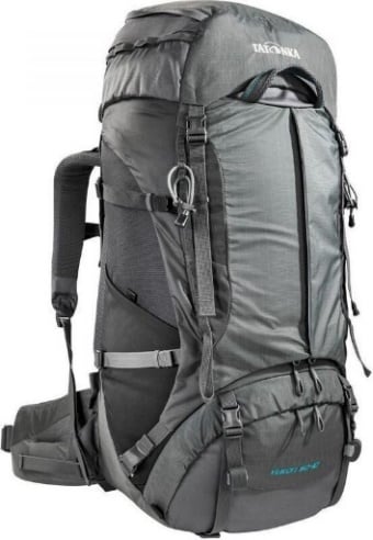 Dark grey Tatonka Yukon 60+10 backpack for alpine expedition hikes.